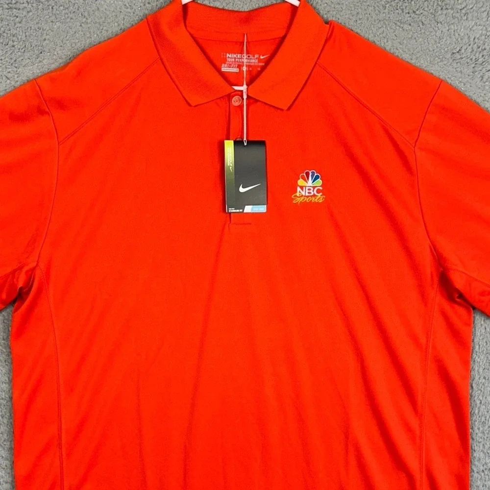 NEW Nike Golf Tour Performance Polo Shirt Men XL Orange Dri-Fit NBC Sports Rugby